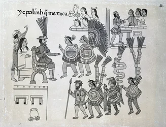 Le dernier empereur aztèque Cuauhtémoc se rend, planche de 